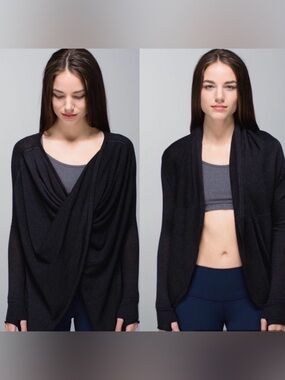 Lululemon Iconic Twist & Wrap Sweater - Heathered Black / Gray - Size 10 cozy